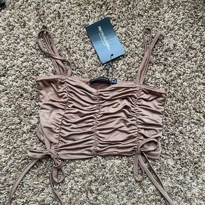 Pretty Little Thing brown crop top NEVER WORN